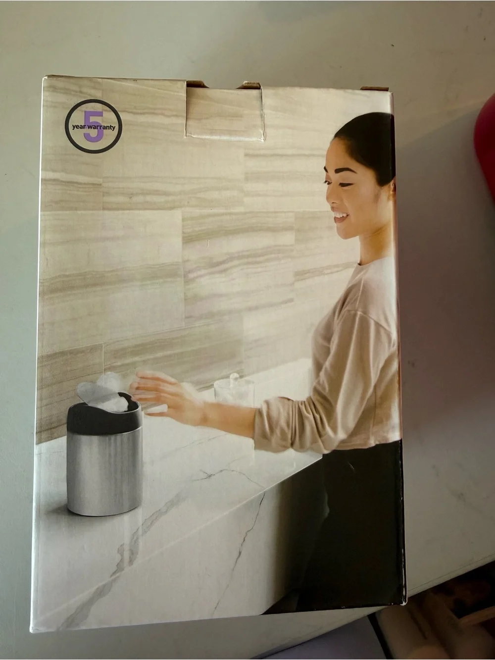 simplehuman Mini Can with Grey Trim - Silver and Grey - Picture 4 of 5